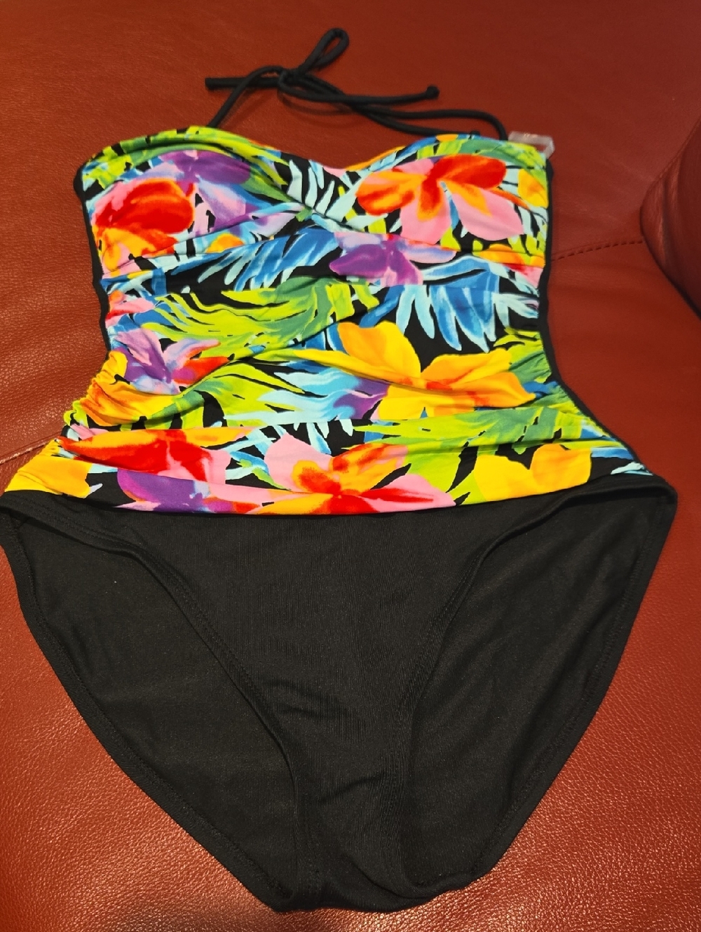 La Blanca Multicolor Floral & Black One-Piece Swimsuit